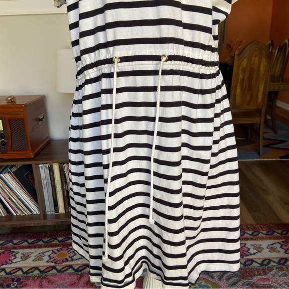 Kate Spade Short Flutter Sleeve Black and White Stripe Tie Waist Dress Women XL - Picture 3 of 8